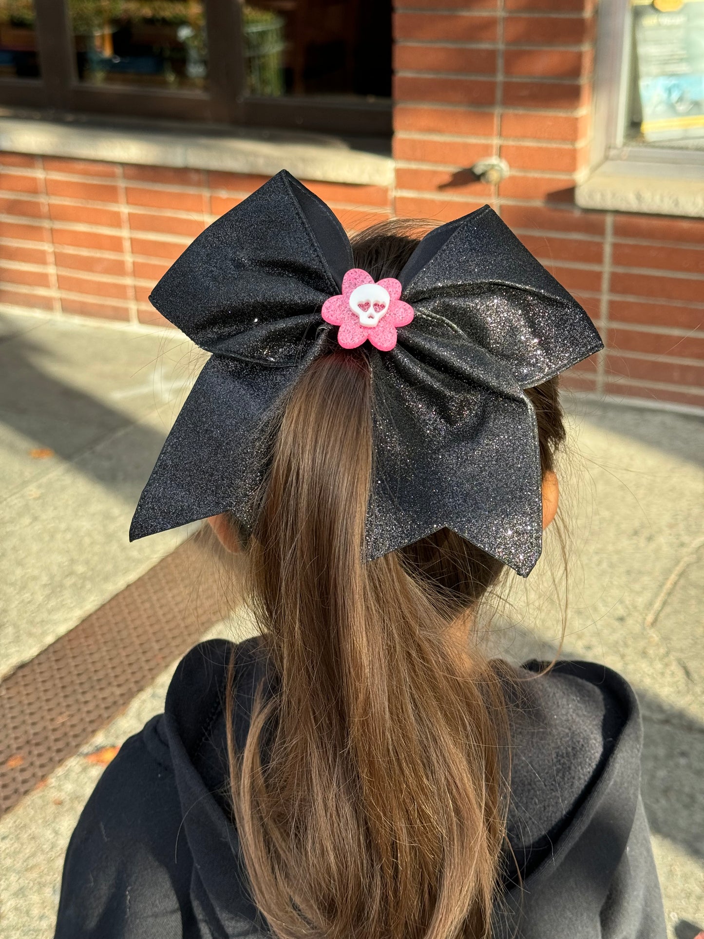 Oversized Neon Flower Skull Hair Bow