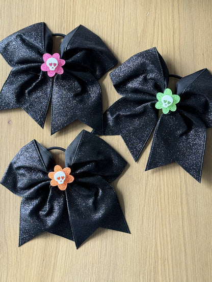 Oversized Neon Flower Skull Hair Bow