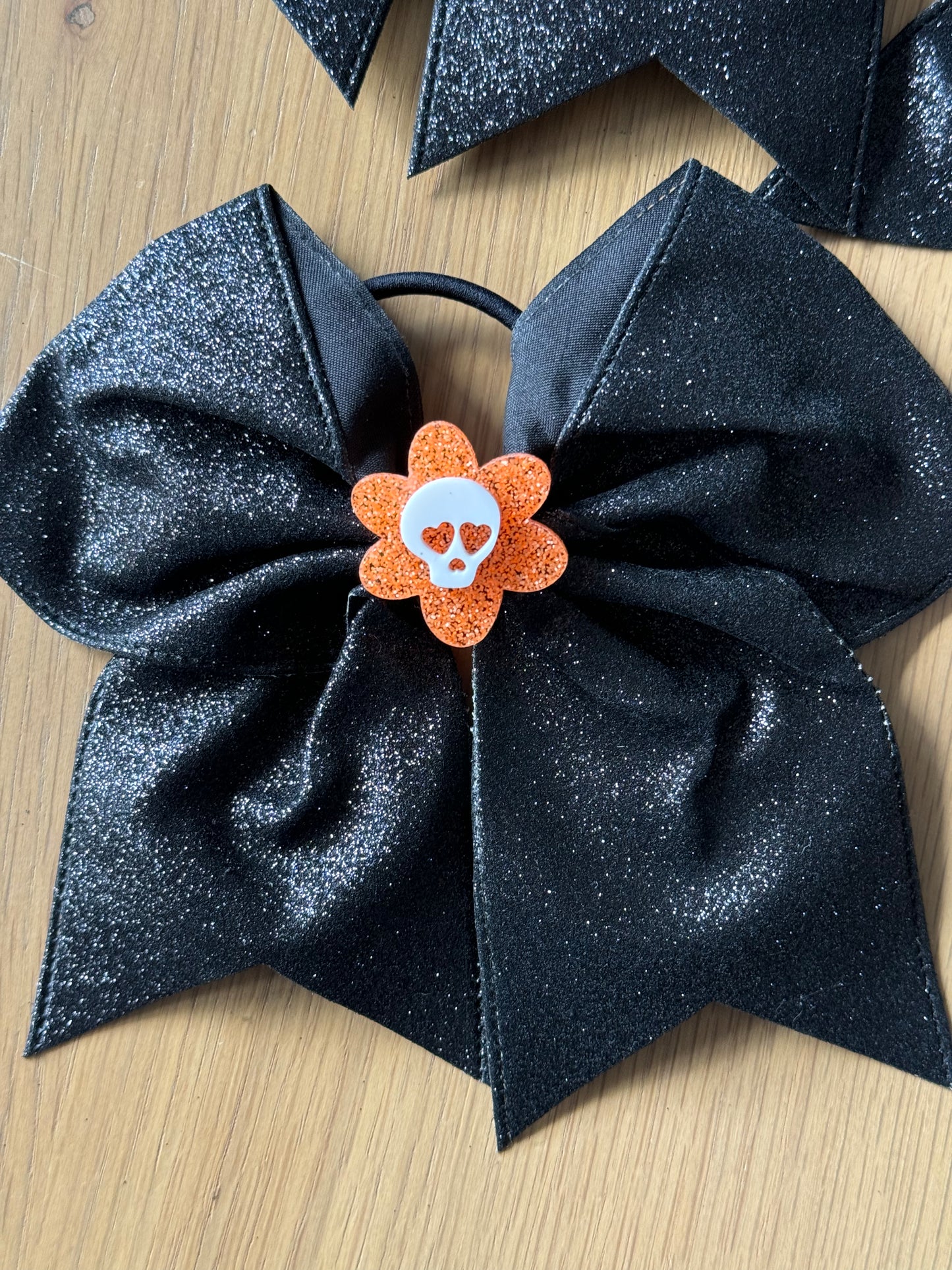 Oversized Neon Flower Skull Hair Bow