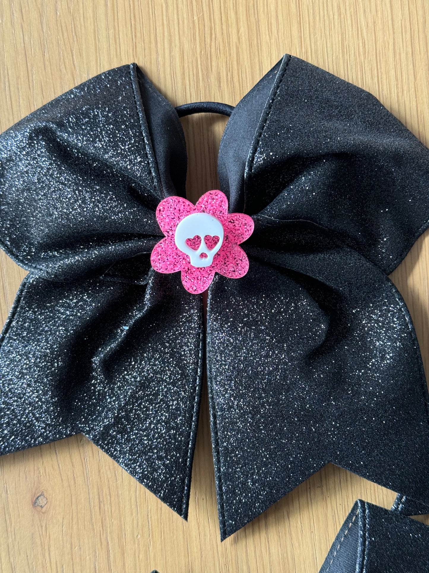 Oversized Neon Flower Skull Hair Bow