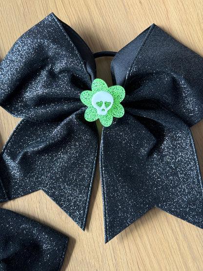 Oversized Neon Flower Skull Hair Bow